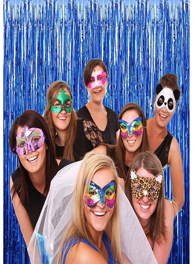 HK balloons Blue Pack of 4 3Ft X 6Ft Tinsel Metallic Backdrop Foil Fringe Curtains Party Stage for Birthday, Anniversary, Marriage and Bachelorette Curtains Party Decoration - Image 5